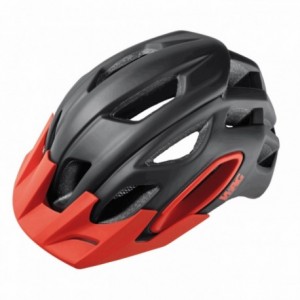 Mtb helmet for adults oak, in-mold shell with conehead technology, size m. black / red color. black replacement visor incl - 1
