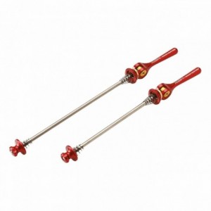 Quick release for front+rear mtb in red aluminum - 1