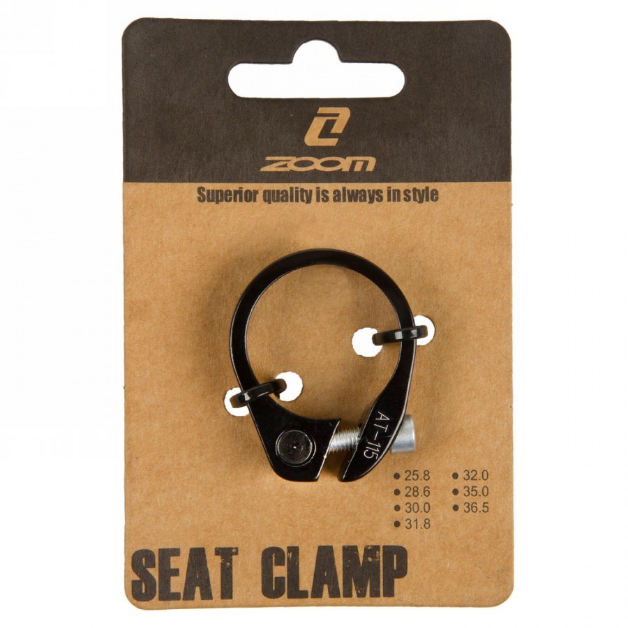 Saddle clamp zoom, aluminium, black, 35.0 mm, with anti-rust coated allen screw, on card - 2