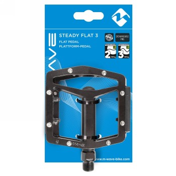 Plattformpedal steady flat 3 m-wave, alu, schwarz, mit austauschbaren pins (16 je pedal), trittfläche 93 x 97 mm, mit - 5