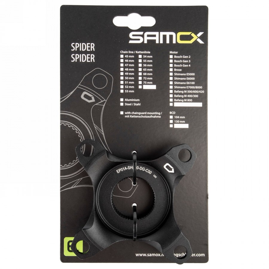 Spider, für shimano e7000/e8000 system, für kettenlinie 50 mm, alu, mit kettenschutzaufnahme, schwarz eloxiert, auf - 2