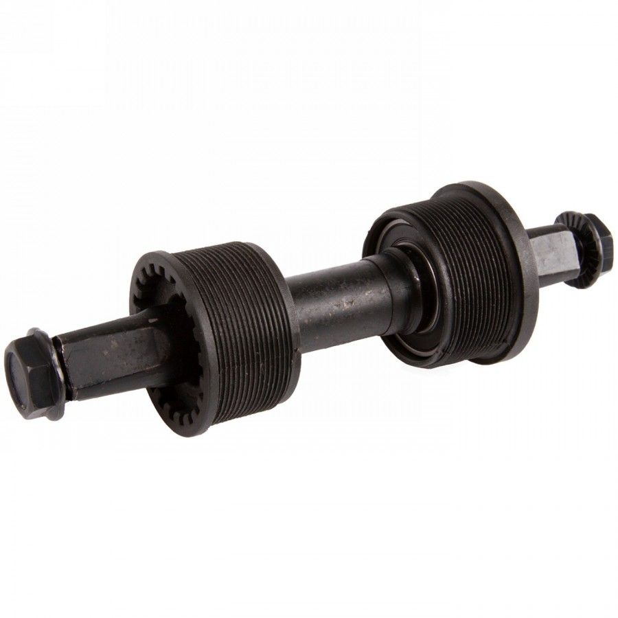 Movimento centrale compatto, l1: 110,5 mm, l2: 20,5 mm, adatto all'utensile shimano, asse in boro nero / gusci in plastica nera,