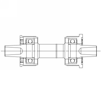 Compact bottom bracket, l1: 110.5 mm, l2: 20.5 mm, suitable for shimano tool, black boron axle / black plastic shells, - 3