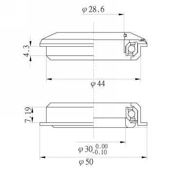 Halbintegriertes Steuerrohr, 1,1/8', Aluminium, schwarz, Fass, geeignet für Rahmen 660783/4/5/6, 28,6/44,0/30,0 mm, mv - 3