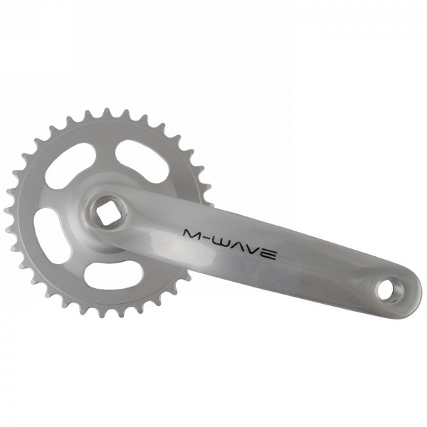 crankset m-wave, 1-speed, 170 mm aluminium crank, steel chainring 33 t., jis, for square bottom bracket, silver, mv - 1