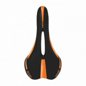 Selle velo senso 3274 avec trou, modèle sport 3274, couleur noir / orange fluo - 1