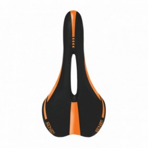 Velo senso 3274 saddle with hole, sport 3274 model, black / fluo orange color - 1