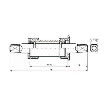 Mouvement central compact neco 110,5/21 mm, avec coque en nylon (gauche) et coque en acier (droite) - 2