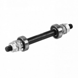 3/8" 140mm front hub axle with bearings and nuts - 1