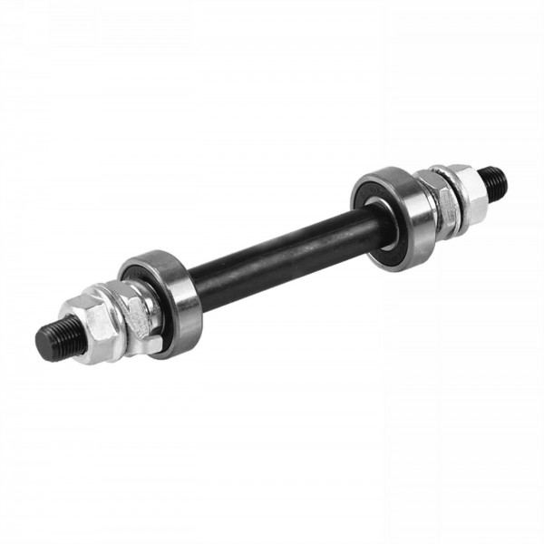 3/8" 140mm front hub axle with bearings and nuts - 1