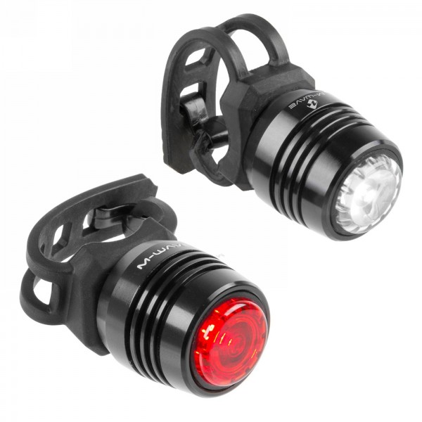 Usb lamp set, m-wave 'apollon mini a usb', black aluminium housing, 1x0.5w led each (white glass in front / red glass in back), 