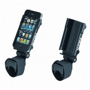 Rigid support for black smartphone - attachment to the handlebar column - 1