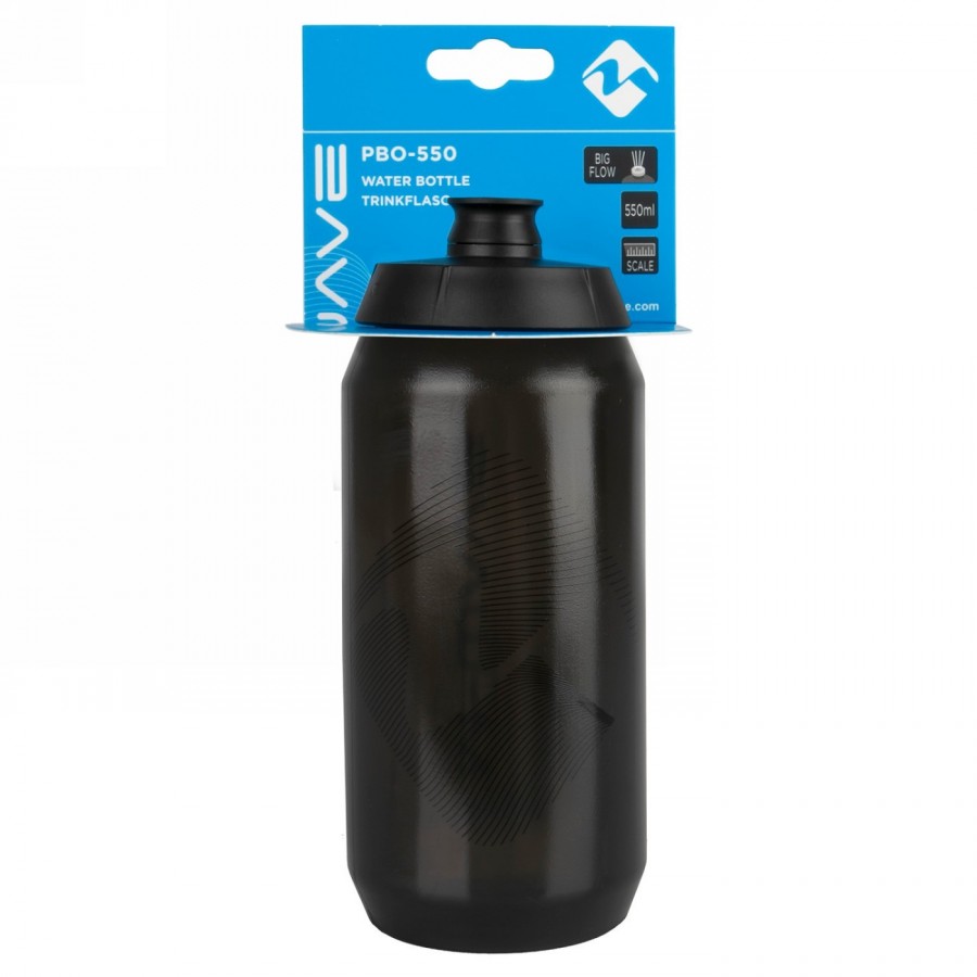 M-wave PBO 550 water bottle, plastic, 550 ml, black/black/black transparent, on card - 4