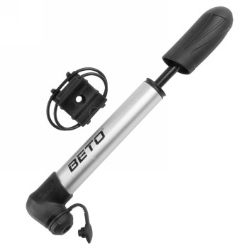 Mini pump beto, 162 mm long, only 67 g, aluminium, silver/black, for fv/av/dv, head with twist lock, with holder, on card - 1