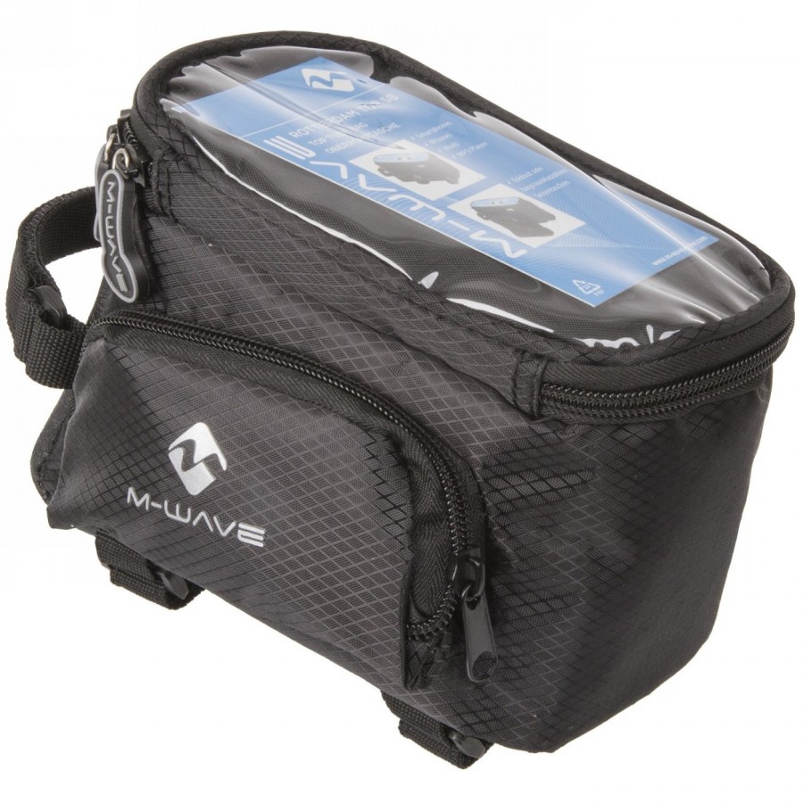 Bolsa top tube para smartphone m-wave 'rotterdam top sb', con bolsillos laterales, cierre con 3 velcros - 1