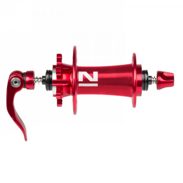 4in1 disc brake hub, vr, with quick release, 32 holes, installation width 100 mm, red polished anodised, novatec-ek - 1