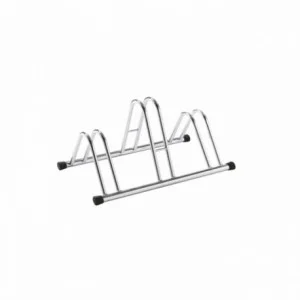 3-seater floor-mounted bike rack in silver colour - 1