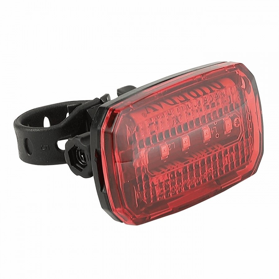 Squared rear light with battery and 5 red leds 3 functions - 1