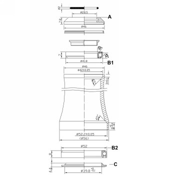 Serie sterzo da 1.1/8' a 1.5', alluminio, nero, ek - 3 - Serie sterzo e tappi - 0887539006730