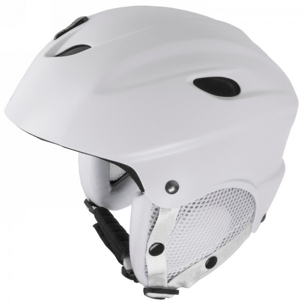 Ski helmet, design: matt white, size s 52 - 55 cm, with ring system, with detachable ear pads, with lockable ear pads. - 1