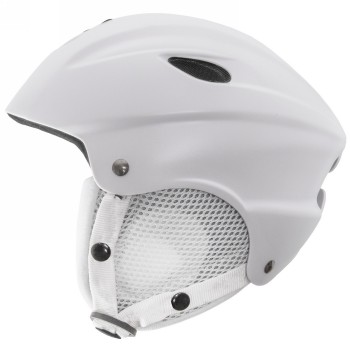 Casco da sci, design: bianco opaco, taglia s 52 - 55 cm, con sistema ad anello, con cuscinetti auricolari staccabili, con cuscin