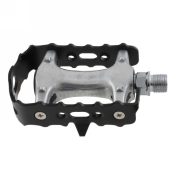 Mtb-pedal steady-a4, alu, silber, mit schwarzem alu-käfig, cr-mo-achse verchromt, mit kugellager, mv - 1