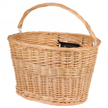 Wicker basket, 380 x 280 x 270 mm, front, mounting with qr-holder on handlebar stem tube, not suitable for ahead stems - 1