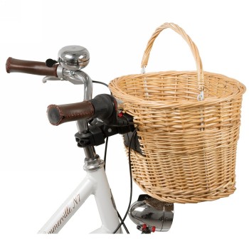 Wicker basket, 380 x 280 x 270 mm, front, mounting with qr-holder on handlebar stem tube, not suitable for ahead stems - 2