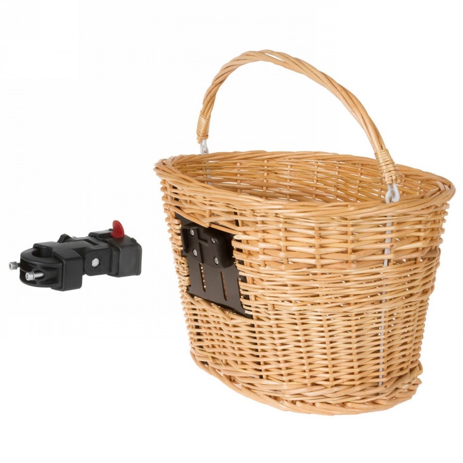 Wicker basket, 380 x 280 x 270 mm, front, mounting with qr-holder on handlebar stem tube, not suitable for ahead stems - 3