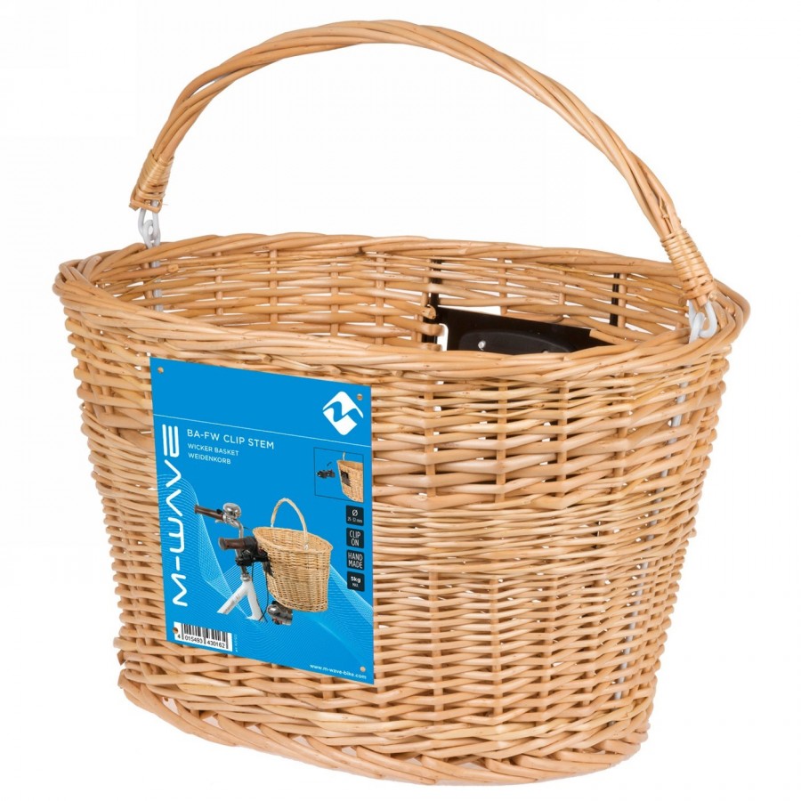 Wicker basket, 380 x 280 x 270 mm, front, mounting with qr-holder on handlebar stem tube, not suitable for ahead stems - 4