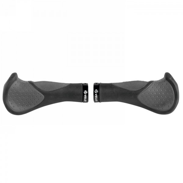 Pair of comfort velo screw grips - d3, with gel, 140 mm, ergonomic shape, black/gray, on card - 1