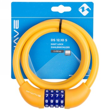 Silicone spiral cable combination lock m-wave 'ds 12.10 s', 1000 x 12 mm, orange, on card - 3