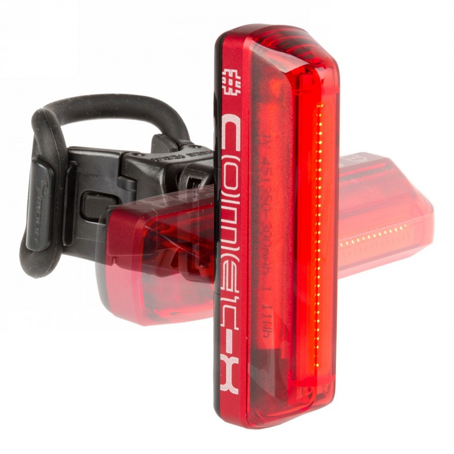 Flashing light, moon comet-x, aluminium, black housing, red lens, with rechargeable battery and usb charging port, 1 red led, - 