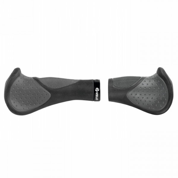 Pair of comfort velo screw grips - d3, with gel, 140 mm / 92 mm, ergonomic shape, black/gray, on card - 1