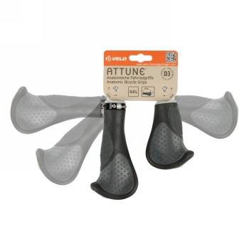 Coppia manopole a vite comfort velo - d3, con gel, 140 mm / 92 mm, forma ergonomica, nero/grigio, su scheda - 2 - Manopole - 069