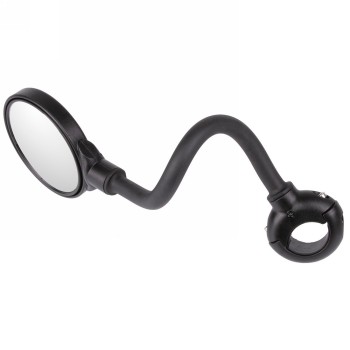 Espejo de bicicleta con cuello de cisne spy flex, plástico, negro, longitud aprox. 190 mm, lente 3d convexa ajustable de 70 mm, 