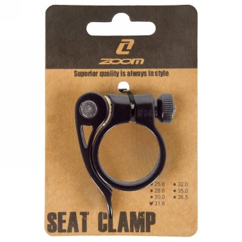 Saddle clamp zoom, aluminium, black, with quick release and clamp 31.8 mm, on card, en tested (en 14766) - 2