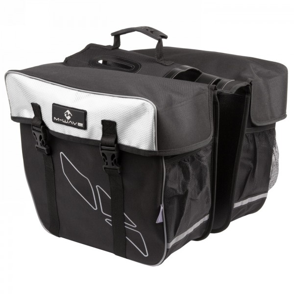 Borsa portatutto 'm-wave amsterdam double', poliestere 600 d, nero/bianco, larghezza totale circa 50 cm, tasche: 34 x 17 x 30 cm