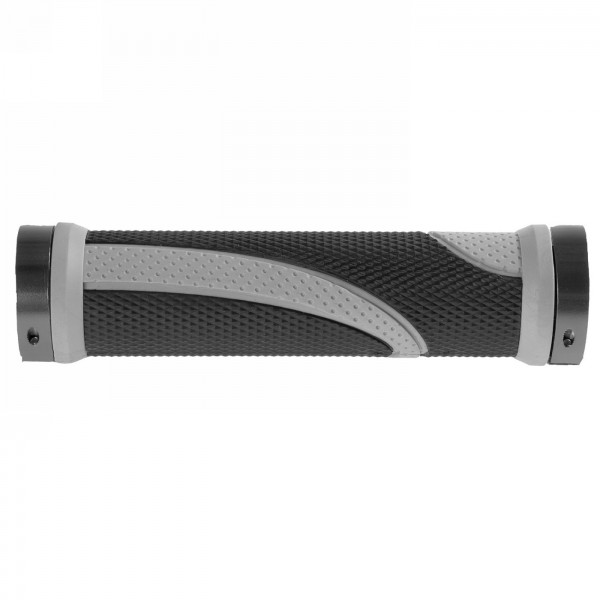 Pair of cloud slick fix 2 screw grips, 131 mm, black/gray with double aluminum screw fixing (black), in pair in pe-b - 1