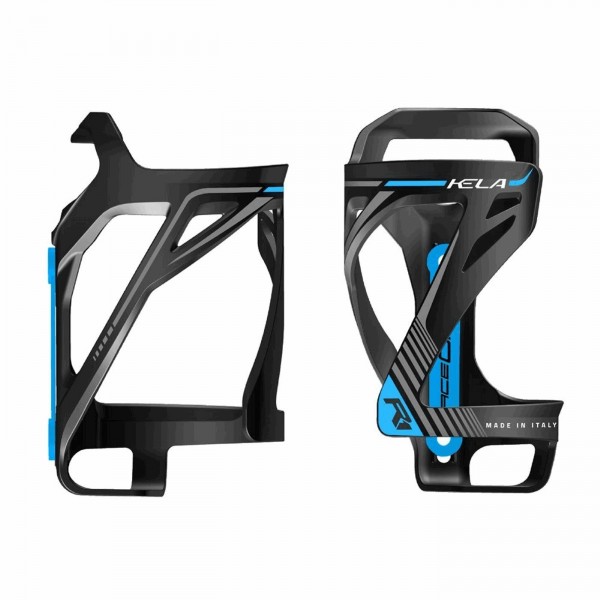 Kela bottle cage in black/blue polycarbonate - side entry - 1