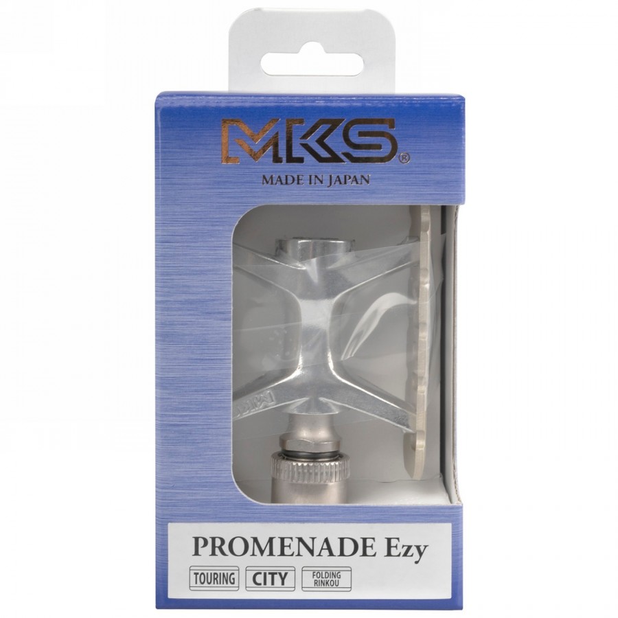 Pedale a clip, mks 'promenade ezy', alluminio, corpo argento, gabbia finitura titanio (311750) - 4 - Pedali - 4015493310846