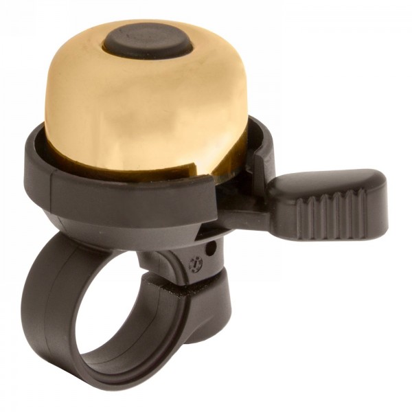 Mini campanello 'bella ding-dong', ottone, oro, supporto per manubrio (22,2 mm), su scheda m-wave - 1 - Campanelli - 08875390124