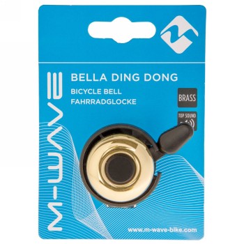 Mini timbre 'bella ding-dong', latón, dorado, soporte para manillar (22,2 mm), en tarjeta m-wave - 2