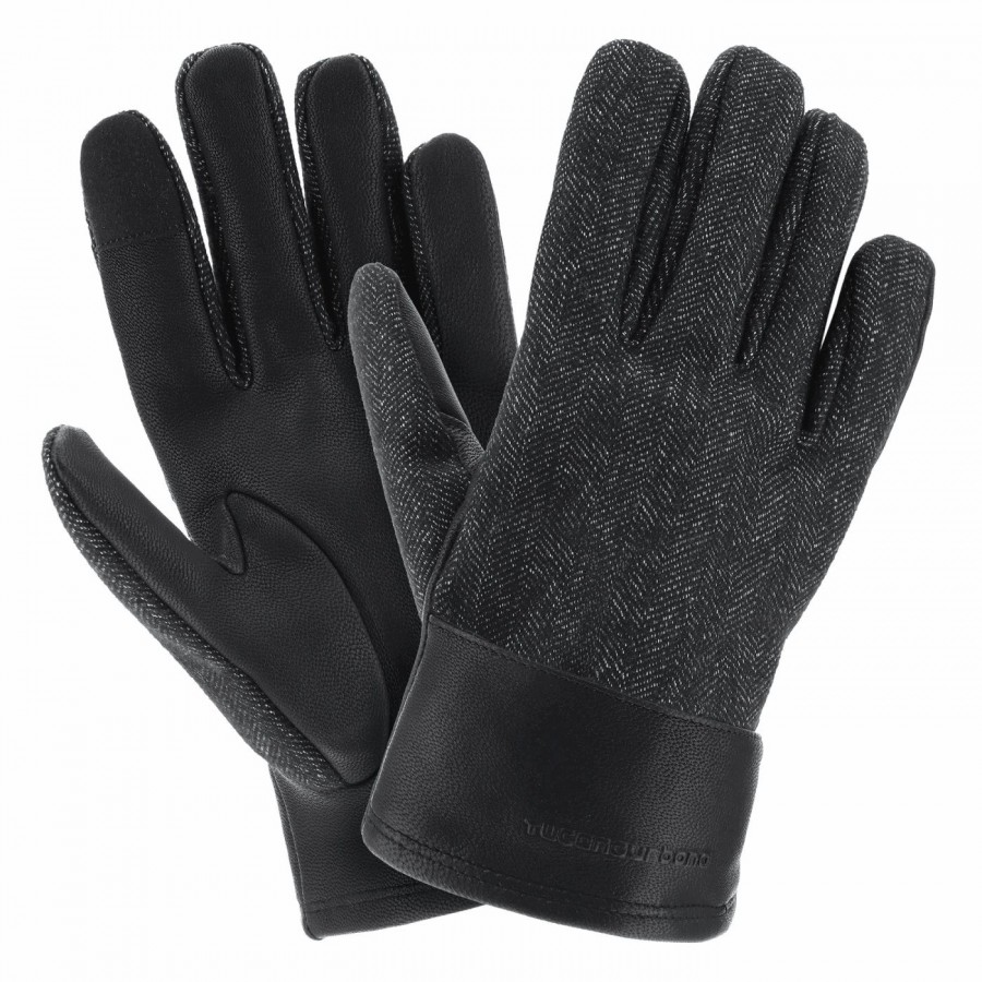 Cabrio-handschuh, schwarzes fischgrätenmuster, größe 2xl - 1