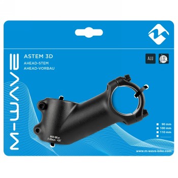 Ahead stem m-wave st-m3.2, aluminium, 1.1/8' (28.6mm), ext.- 80 mm, 35°, clamping 31.8 mm, matt black, on m-wave card - 2