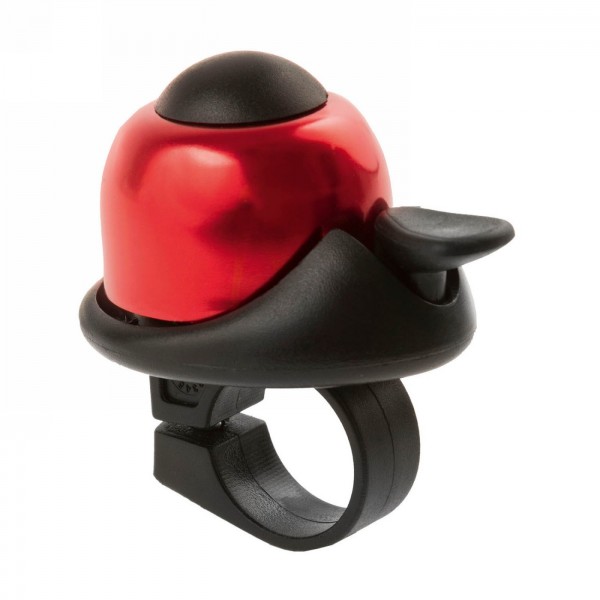 Mini-cloche m-wave, alu rouge / base en plastique noir, avec support pour guidon, sur carte - 1