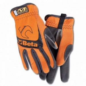 Orangefarbene arbeitshandschuhe mit verstärkten fingern und elastischem bündchen, größe 2xl - 1