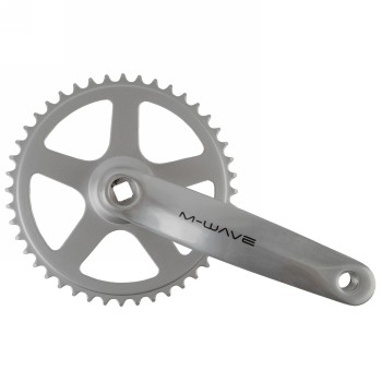 crankset m-wave, 1-speed, 170 mm aluminium crank, steel chainring 44 t., jis, for square bottom bracket, silver, mv - 1