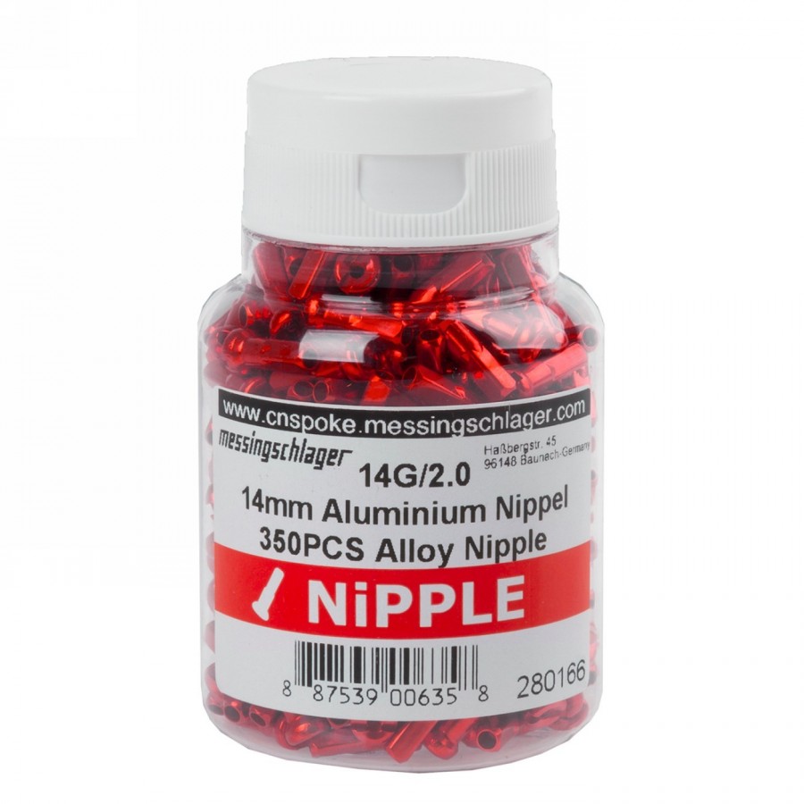 Spoke nipple, 14 mm, aluminium, red (14g), 400 pcs. in box 1000 pcs. - 2