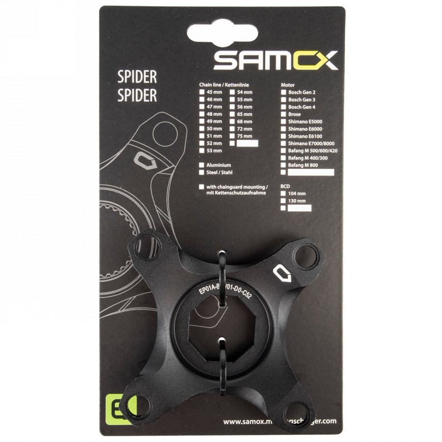 Spider, per sistema Brose, per linea catena 52 mm, per mtb boost standard, alluminio, senza supporto paracatena, anodizzato nero